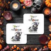 Spooky Grim Reaper Graveyard Gothic Kinder Hallowe Kartonnen Onderzetters