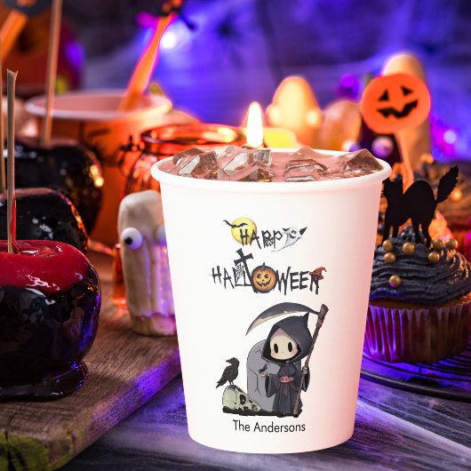 Spooky Grim Reaper Graveyard Gothic Kinder Hallowe Papieren Bekers