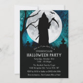Spooky Grim Reaper Graveyard Halloween Party Kaart (Voorkant)