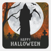Spooky Grim Reaper Graveyard Halloween Party Vierkante Sticker (Voorkant)