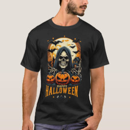 Spooky Grim Reaper Jack O' Lanterns Bats Halloween T-shirt