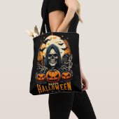 Spooky Grim Reaper Jack O' Lanterns Bats Halloween Tote Bag (Dichtbij)