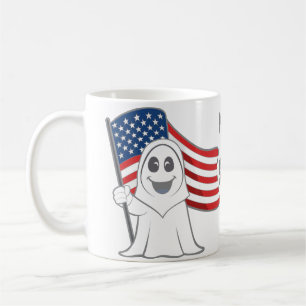 Spooky Grim Reaper Vlag van de VS Halloween Koffiemok