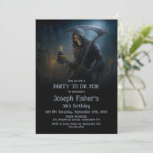 Spooky Grim Reaper with Cupcake Birthday Party Kaart (Staand voorkant)