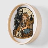 Spooky Grim Reaper with Girl and Dog Skeleton Art  (Hoek)