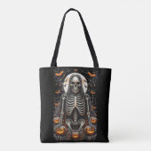 Spooky Grim Skeleton & Glowing Pumpkins Halloween Tote Bag (Achterkant)