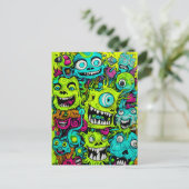 Spooky groen monster patroon briefkaart (Staand voorkant)