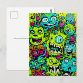 Spooky groen monster patroon briefkaart (Voorkant / Achterkant)