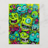 Spooky groen monster patroon briefkaart (Voorkant)