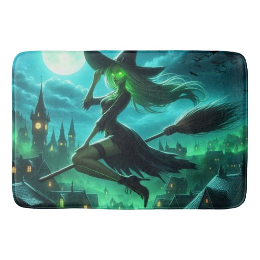 Spooky groene aura Halloween heks Badmat (Voorkant)