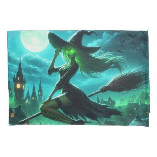 Spooky groene aura Halloween heks Kussensloop (Voorkant)