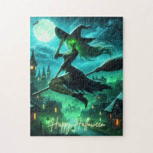 Spooky groene aura Halloween heks Legpuzzel
