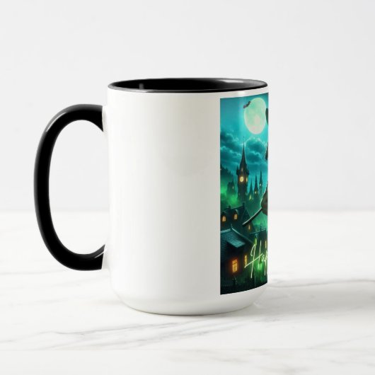 Spooky groene aura Halloween heks Mok (Links)