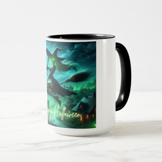 Spooky groene aura Halloween heks Mok (Voorkant rechts)