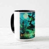 Spooky groene aura Halloween heks Mok (Voorkant links)