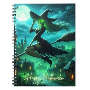Spooky groene aura Halloween heks Notitieboek