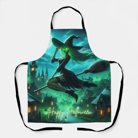 Spooky groene aura Halloween heks Schort (Voorkant)