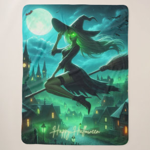Spooky groene aura Halloween heks Sherpa Deken