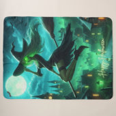 Spooky groene aura Halloween heks Sherpa Deken (Voorkant (horizontaal))