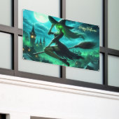 Spooky groene aura Halloween heks Spandoek (Buitenkant Gebouw)