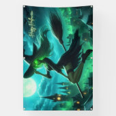 Spooky groene aura Halloween heks Spandoek (Verticaal)