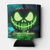Spooky groene gloeiende Halloween pompoen Blikjeskoeler (Achterkant)