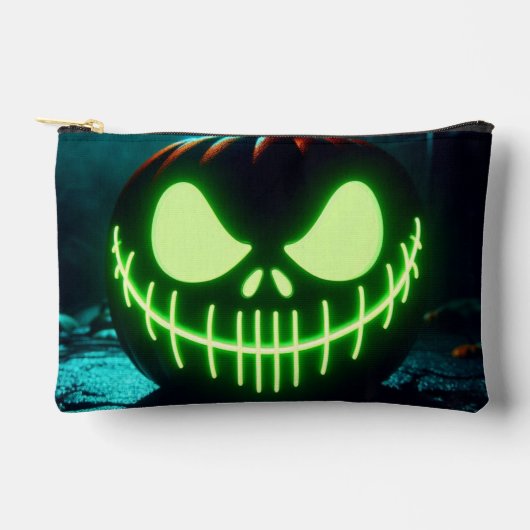 Spooky groene gloeiende Halloween pompoen Etui (Voorkant)