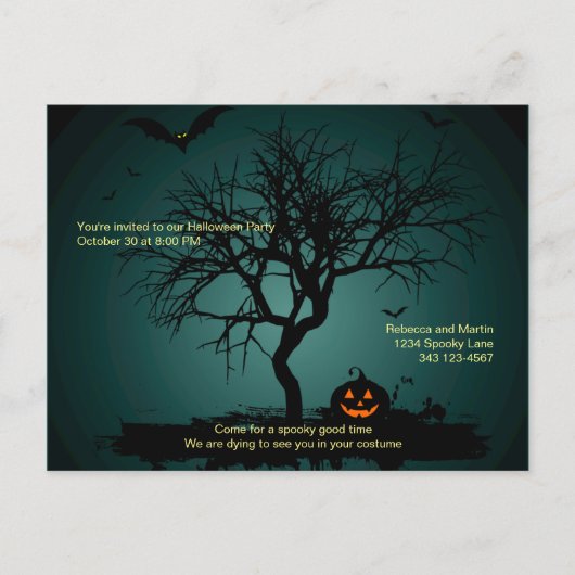 Spooky Groene Grunge Halloween Feestuitnodiging Briefkaart (Voorkant)