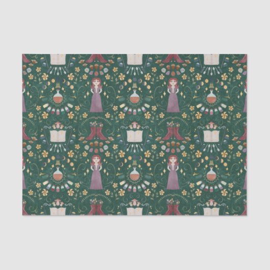 Spooky Groene Halloween Heks Tissuepapier (Voorkant)