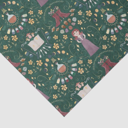 Spooky Groene Halloween Heks Tissuepapier (Detail)