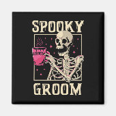 Spooky Groom Skeleton Halloween Wedding Bachelor P Magneet (Voorkant)