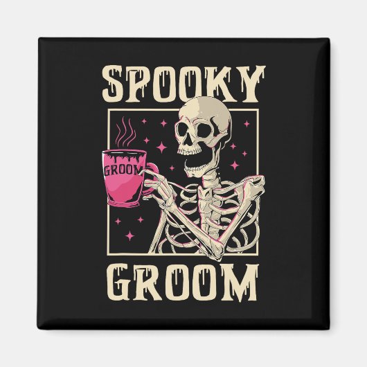 Spooky Groom Skeleton Halloween Wedding Bachelor P Magneet (Voorkant)