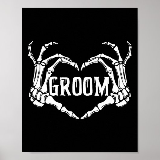 Spooky Groom Skeleton Hands Halloween Verloving W Poster (Voorkant)
