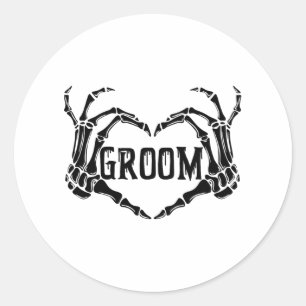 Spooky Groom Skeleton Hands Verloving Wedding Hal Ronde Sticker