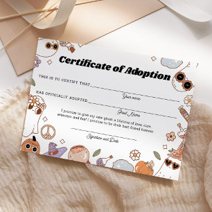 Spooky Groovy Halloween Ghost Adoption Certificaat