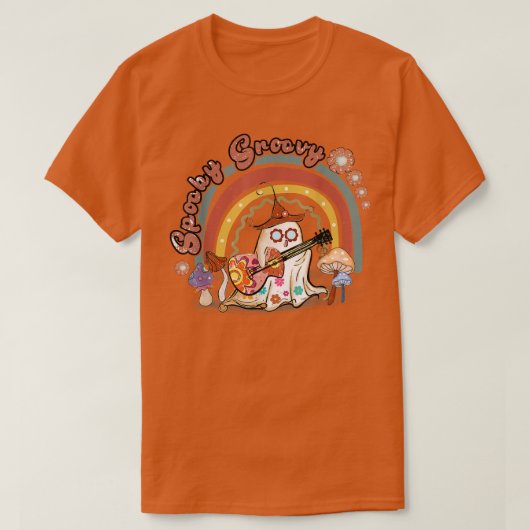 Spooky Groovy Rainbow  Ghost Hippie Halowe T-shirt (Design voorkant)
