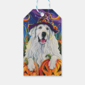 Spooky Grote Pyreneeën Hond Halloween Heksenpompoe Cadeaulabel (Achterkant)