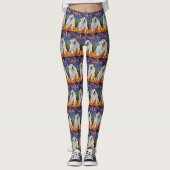 Spooky Grote Pyreneeën Hond Halloween Heksenpompoe Leggings (Voorkant)