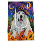 Spooky Grote Pyreneeën Hond Halloween Heksenpompoe Medium Cadeauzakje (Achterkant)