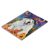 Spooky Grote Pyreneeën Hond Halloween Heksenpompoe Notitieboek (Linkerzijde)