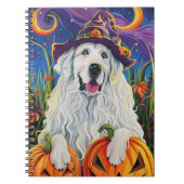 Spooky Grote Pyreneeën Hond Halloween Heksenpompoe Notitieboek (Voorkant)