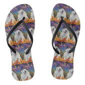 Spooky Grote Pyreneeën Hond Halloween Heksenpompoe Teenslippers (Voetbed)
