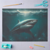 Spooky Grote Witte Haai Dramatische Decoupage Tissuepapier (Craft)