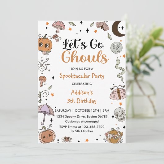 Spooky Halloween 5e verjaardag Party uitnodiging (Staand voorkant)