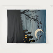 Spooky Halloween achtergrond met gehakt huis Wandkleed (Voorkant (horizontaal))