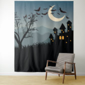 Spooky Halloween achtergrond met gehakt huis Wandkleed (In situ)