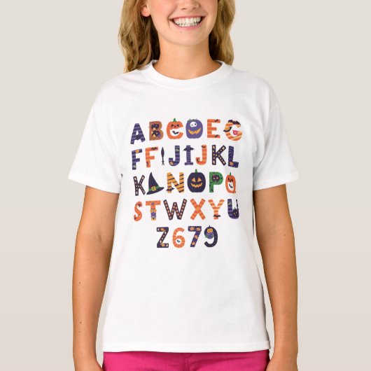 Spooky Halloween-alfabet T-shirt (Voorkant)