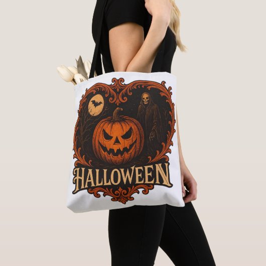 Spooky Halloween All-Over Print Shoulder Tote Bag  (Dichtbij)