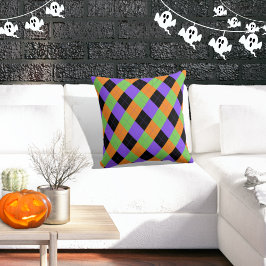 Spooky Halloween Argyle Black Sierkussen