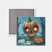 Spooky Halloween Art 2: Cute Pumpkin Monsters Magneet (Voorkant / Achterkant)